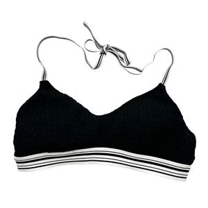Victoria's Secret Black & White Ruched Textured Bikini Swim Top